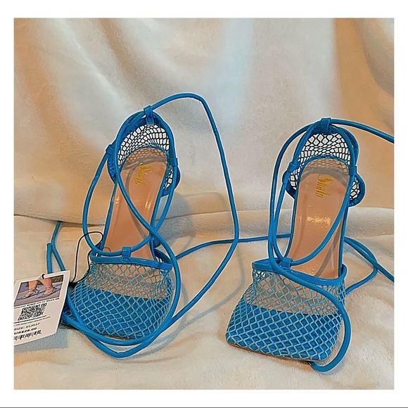 NEW Sandals Stiletto Mesh Stiletto Heel Sandals Euro Size 37 US Size 6.5 - Picture 7 of 12